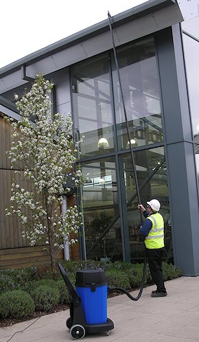 Vacuum cleaning gutters for commercial customers in Crawley and Horley